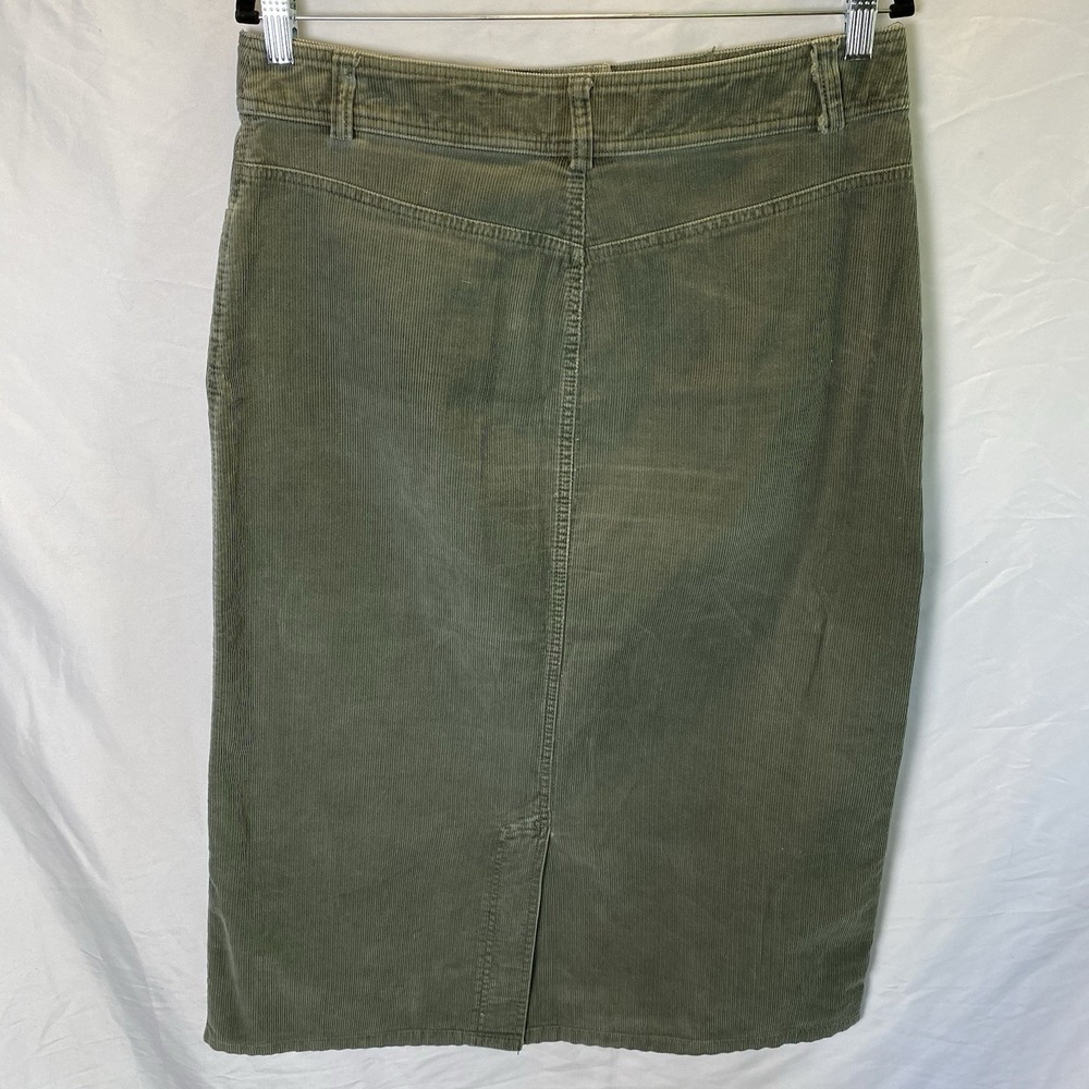 Eddie Bauer Corduroy A-Line Midi Skirt Womens 12 Green Preppy Gorpcore Classic - Picture 4 of 7